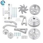 Billet Aluminum Small Block For Chevy Long Water Pump Pulley Kit + Bracket. Fixed Price $148.81.