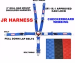 Jr Dragster Racing Harness 5 Pt 2" Sfi 16.1 Belt Cam Lock Blue Checkerboard. Fixed Price $139.99.