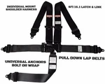 Universal Latch & Link 5 Point Individual Roll Bar Mount Racing Harness Black. Fixed Price $91.95.