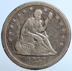 1858 P United States Us Silver Seated Liberty Quarter Dollar Coin Eagle I111087. Fixed Price $280.20.