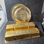 Vtg Moroso Gold Anodized Non Vented Valve Covers & Air Cleaner Small Block Chevy. Fixed Price $316.00.