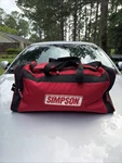 Vintage Rare Large Red Simpson Racing Team Gear Duffel Bag. Fixed Price $49.99.